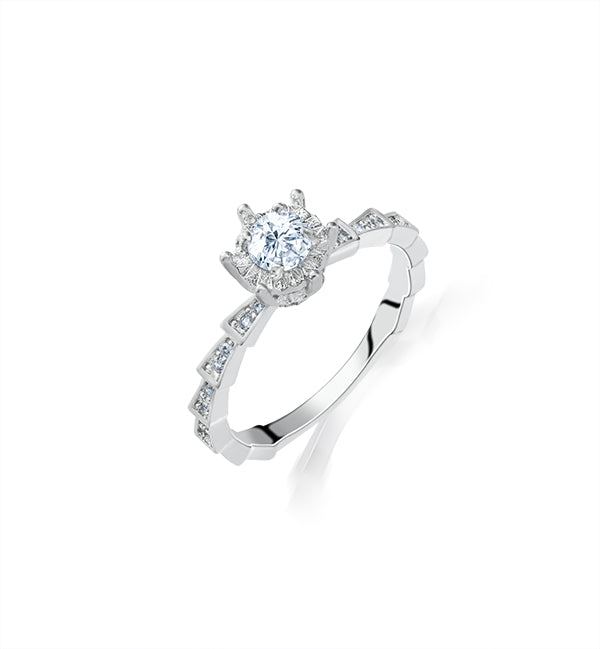 Geometric Halo Zircon Ring