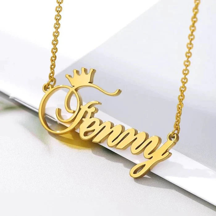 Gold Plated Crown Name Necklace