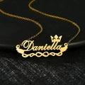 Princess Crown & Infinity Design Name Necklace