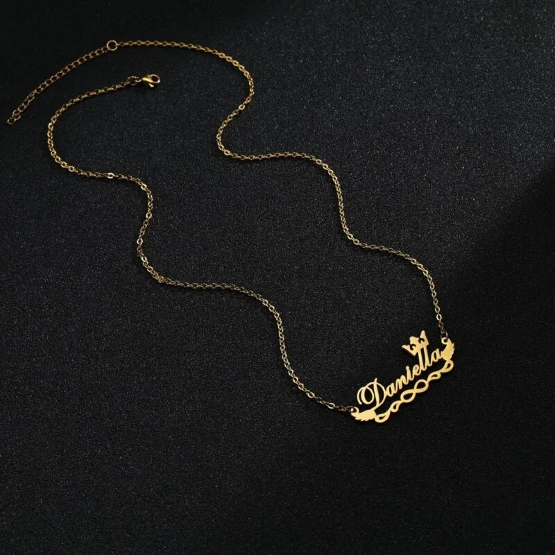Princess Crown & Infinity Design Name Necklace